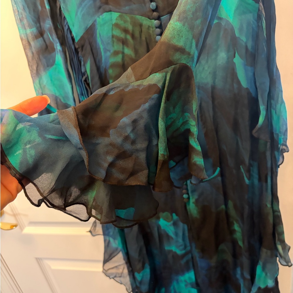 Rat & Boa Fiorella Midnight Blue and Emerald Long Sleeve Dress - Picture 9 of 11